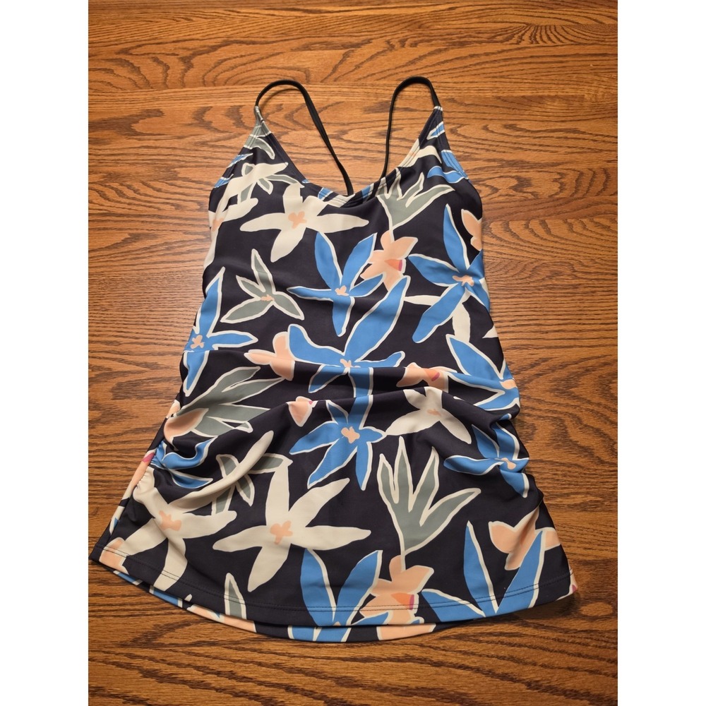 Nani Swimwear Raven V-Neck Tankini Top Womens Size Medium Floral Ruched